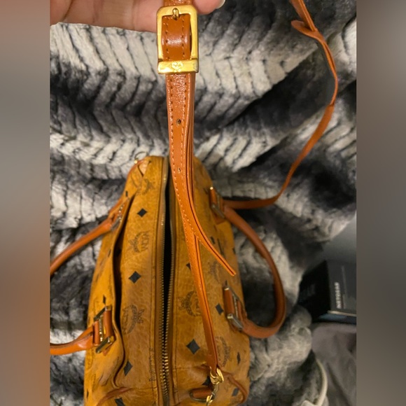 MCM Cognac Monogram Visetos Boston Bag with Crossbody Strap - Picture 14 of 16